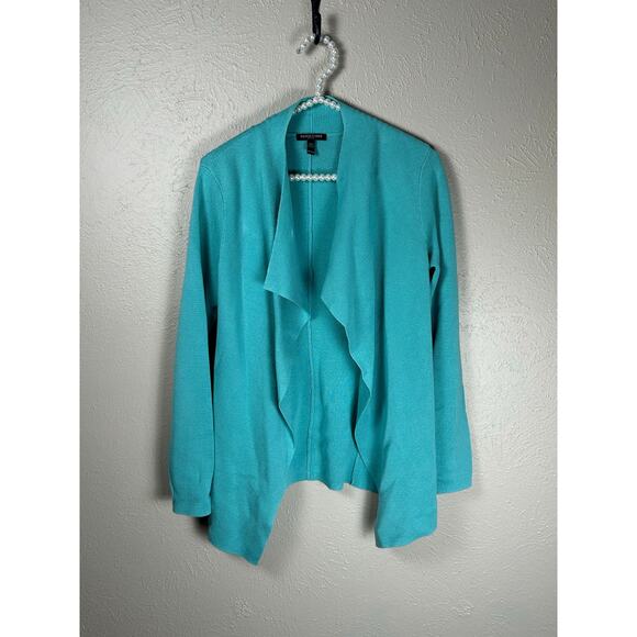 Eileen Fisher Sweaters - Eileen Fisher Size PP Petite XS Cardigan Teal Knit Sweater Waterfall TINY FLAW